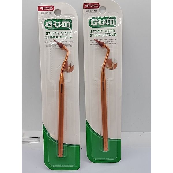 2 Pack GUM Stimulator Permanent Handle with Rubber Tip Precision Healthy Gums