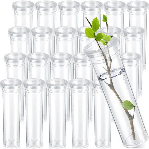 Hushee 25 Pcs 60ml 4.33 Inch Floral Tubes for Milkweed Large Flowers Water Tubes for Milkweed Cuttings Flower Floral Arrangements Butterfly Habitat