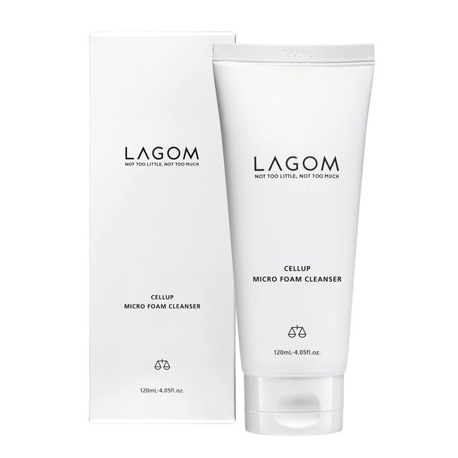LAGOM Cellup Micro Foam Cleanser Natural Deep Cleansing Bubble Moisturizer with Acacia Urea Alcohol-Free Gentle Soft Herbal Facial Pore Wash for Combination Sensitive Dry Oily Skin 120ml 4.05oz
