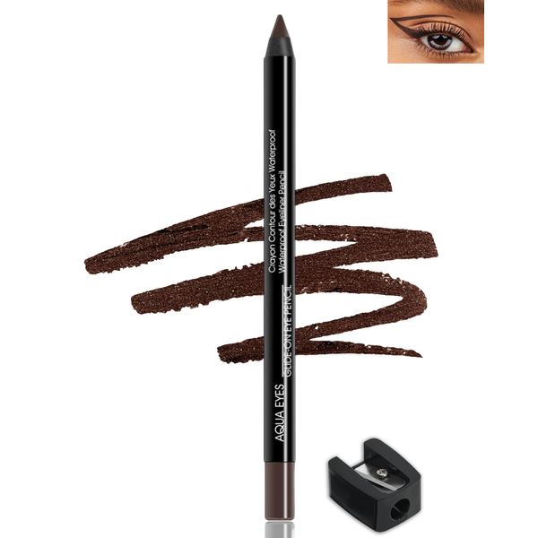 Braun Gel-Eyeliner, 1Pcs Brown Waterproof Matt Gel Eyeliner Pencil,Langanhaltendes Creme-Eyeliner Stift,Eye Liner Pencil with Sharpener,Smooth Cremiger Kajalstift wasserfest for Women Eye Make-up