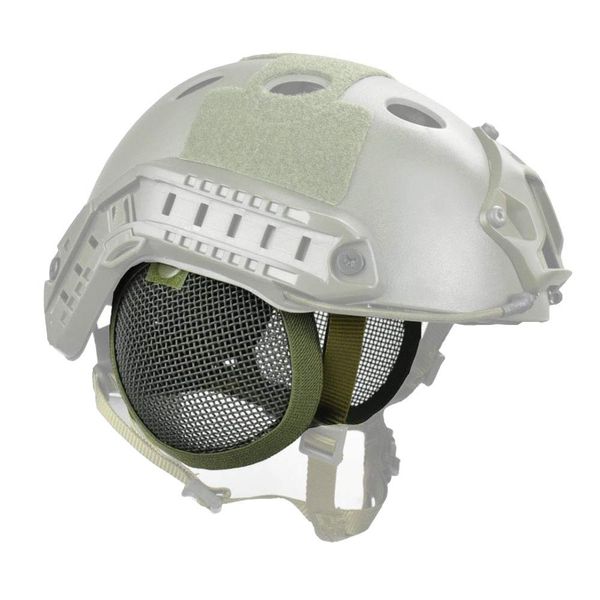 JFFCESTORE Tactical Airsoft Military Paintball Metal Mesh Side Cover with Ear Protection for Fast Helmet (Not Including Helmet)(Green)