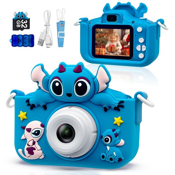 Kids Camera Toddler Digital Camera Little Girls Toy Camera for 3 4 5 7+ Years Old Boys Christmas Birthday Gifts for Kids Digital Camera 40MP Dual Lens 1080P HD Video Selfie Camera 32GB SD Card B04