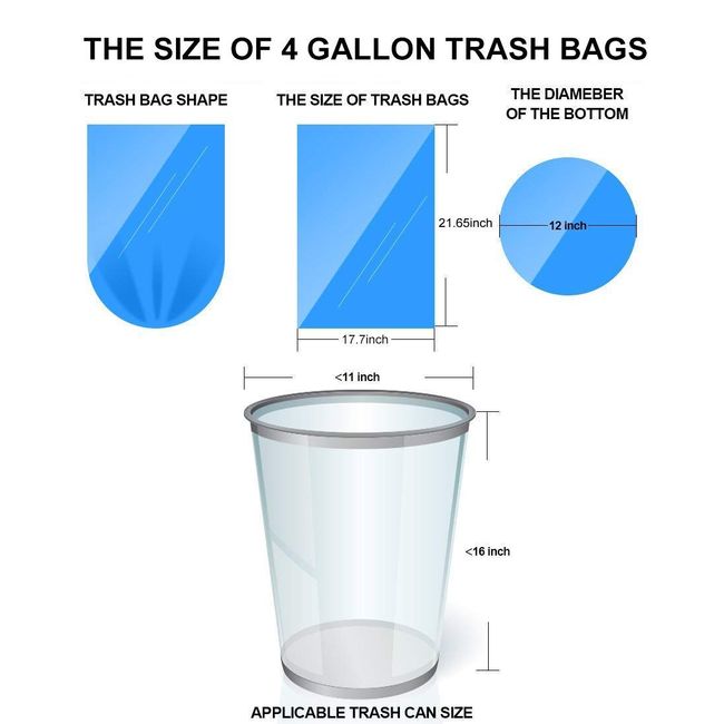 4 Gallon Trash Bags Clear Waste Basket Trash Bags 150 Mini Garbage