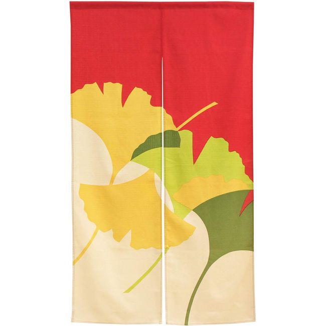 Noren 11318 Ginko Ginkgo, Autumn, Japanese Modern Tapestry, Poster, Cotton, Room Divider, Blindfold, Width 33.5 x Length 59.1 inches (85 x 150 cm), Half Ren