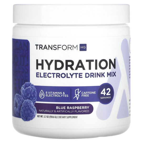 Hydration, Electrolyte Drink Mix, Caffeine Free, Blue Raspberry, 5.7 oz (159.6