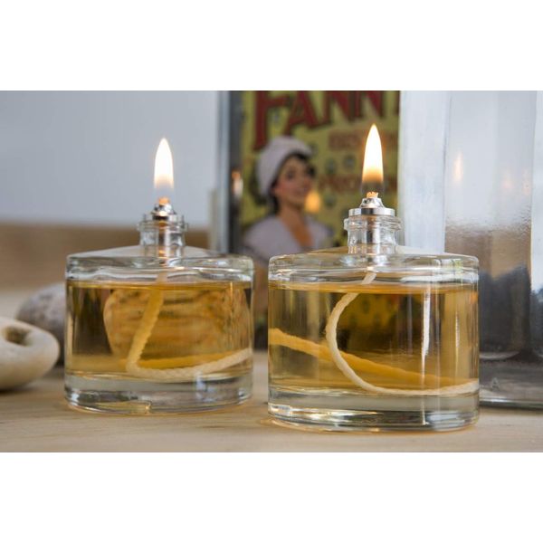 2 x Glass Oil Candle Tea Light LAMP by Clearcrfaft. Refillable, for Use with Odourless Lamp Oil Table Top Restaurant Style