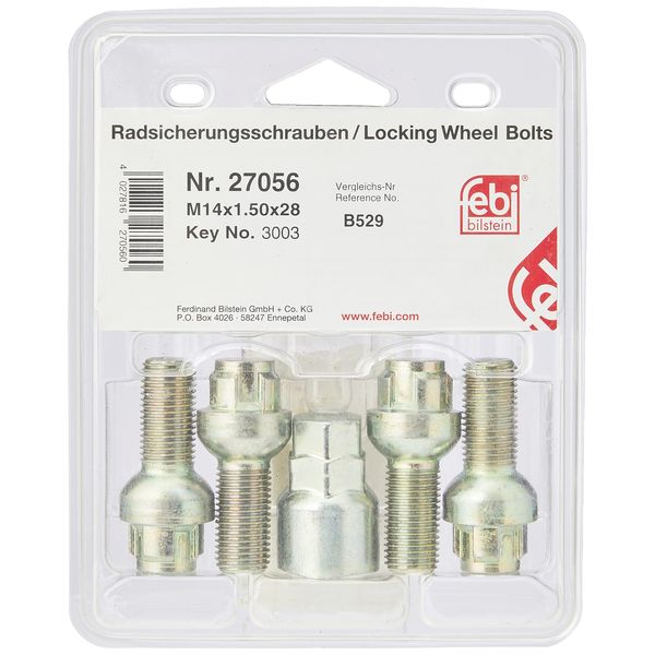 febi bilstein 27056 Wheel Bolt Kit lockable, pack of one, silber