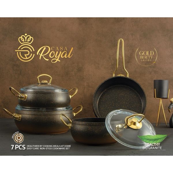 Cookware Set. Elite Bio Granite Coating. Non-stick. Black color.