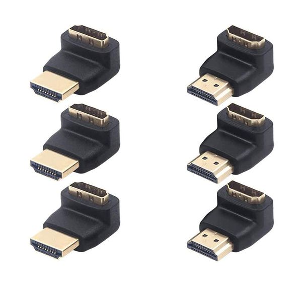 VCE HDMI 90 and 270 Degree Adapter 6-Pack, Right Angle HDMI Adapter Male to Female L-Shape Connector with 4K@60Hz, 3D for TV Stick, HDTV, PC