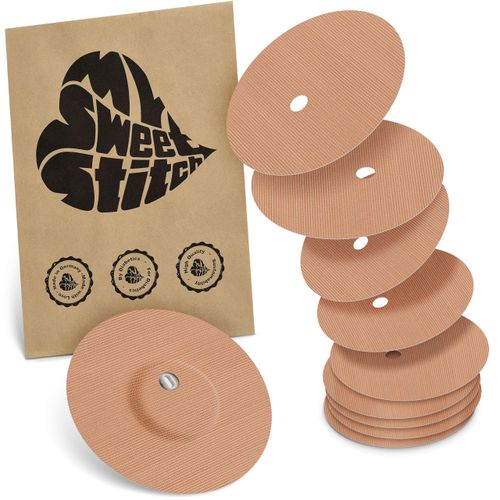 MySweetStitch | Patch for Freestyle Libre 3 Sensor with Ventilation Hole Waterproof, Round (10 Pieces) | Made in Germany | Outer Ø 60mm, Inner Ø 6mm | Beige