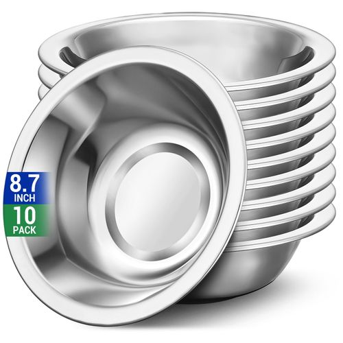 Offiper 304(18/8) Stainless Steel Mixing Bowls for Kitchen, 10 Pack 8.7" 34.88 fl.oz Metal Mixing Bowls Set Stackable for Baking Serving Cooking Food Prep Storage Dishwasher Safe Heavy Duty