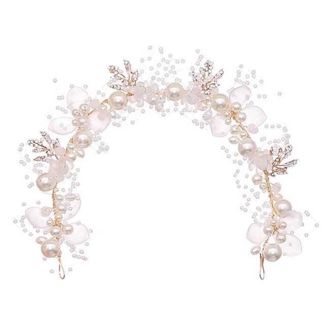 Gativs Hochzeit Haarstück Gold Braut der Atem Kristall Haarrebe Kristall Braut Hochzeit Haarstück Prinzessin Weiße Blume Kopfschmuck Rebe Haarrebe Haarstück Braut Hochzeit Haarschmuck Hochzeit Party