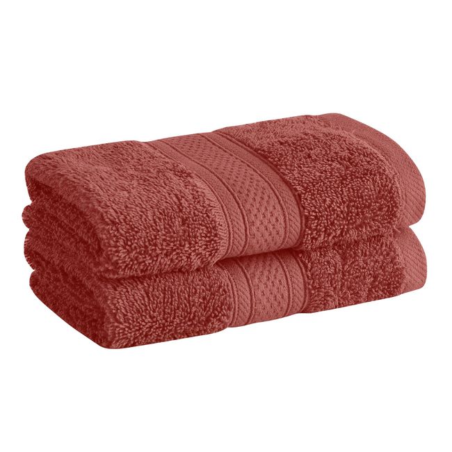 CANNON 100% Cotton Low Twist Washcloths (13" L x 13" W), 550 GSM, Highly Absorbent, Super Soft and Fluffy (2 Pack, Terracotta)