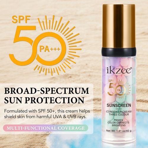 3 In 1 Primer for Face Before Makeup, SPF 50, Sunscreen Isolation Cream, One Step Color Corrector Primer, Oil Control & Moisturizing Skin Tone Correcting, 1.41 Oz