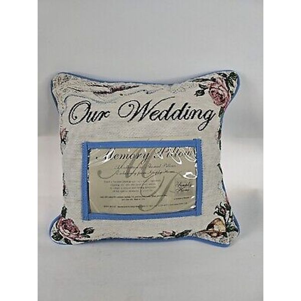 Red Rose Needlepoint Wedding Pillow Photo Frame 12in Our Wedding Memory Pillow