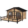 Wooden Elevated Backyard All Weather Rustic Log Cabin Pet Dog House Kit