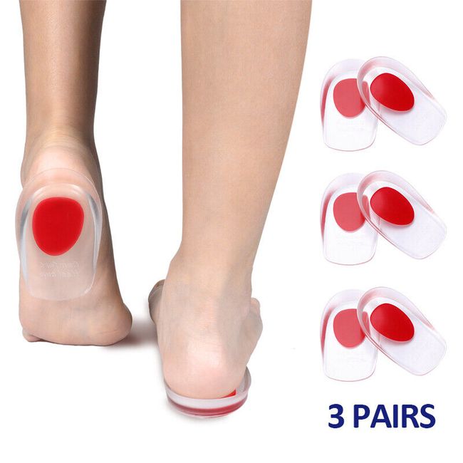 3 Pairs Comfortable Gel Heel Cups- Silicone Heel Cup Pads for Women & Men