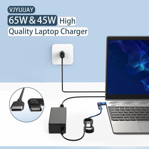 VJYUIJAY Charger Replacement for HP Laptop Chromebook Computer - 2 Tips 65W 45W UBS C Laptop Charger＆Samrt Blue Tip