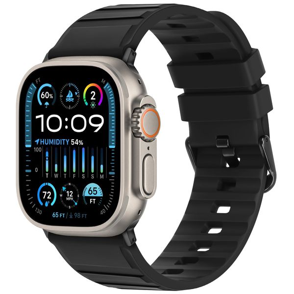 Tasikar Bands Compatible with Apple Watch Band 49mm 45mm 44mm 42mm Men Women Soft Silicone Breathable Replacement Bands Compatible with Apple Watch Ultra SE Series 9 8 7 6 5 4 3 2 1,Black