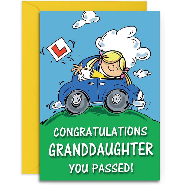 Granddaughter Driving Test Pass Congratulations Card - Medium Sized Card