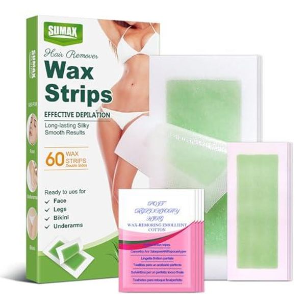 happykau Hair Removal Wax 30 Sheets (60 Uses) Large Mega Pack Wax Hair Removal Sheet Hair Removal Tape Eyebrow Wax Hair Removal Hair Removal Hypoallergenic Sensitive Skin Arms, Legs, Chest, Bikini, Face, Lips, Eyebrows, Upper Lip, Chin For Women and Men (