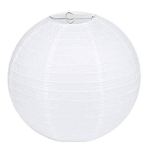 Round Ceiling Paper Light Shade Bamboo, 30 cm Ribbed Style Lampshade, Traditional Lampshades For Decoration, White