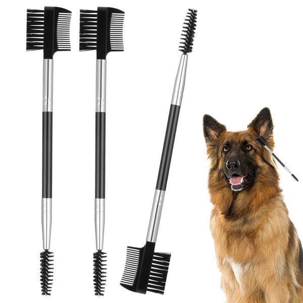 3pcs Dog Comb,Mabor tear stain remover for dogs eyes,No Harm to Dogs Eyes, Dog Combs for Grooming,Pet Makeup Comb,Eyelash Eyebrow Brushes for Grooming for Dogs Cats