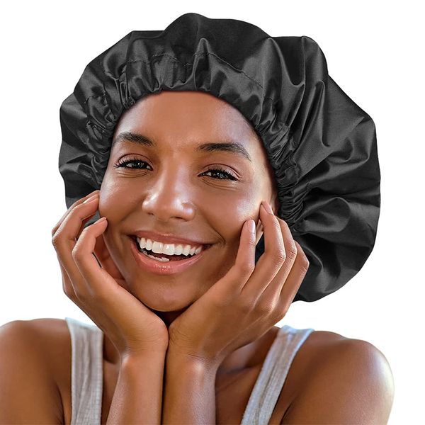 Jumbo Shower Cap for Men and Women with Box Braid, Locs, Long Curly Hair to Prevent Frizz