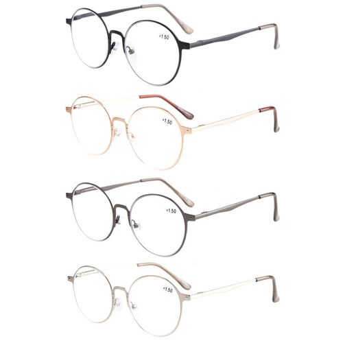 Reading Glasses by Eyekepper: 4-Pack Quality Spring Hings Retro Round Reading Glasses +4.0