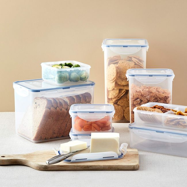 LocknLock Easy Essentials Food Lids/Pantry Storage/Airtight Containers, BPA  Free, Rectangle - 8 Cup - for Cookies, Clear