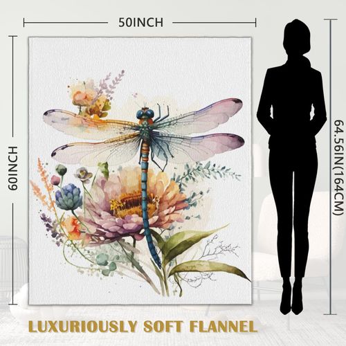 Dragonfly Blanket,Wildflowers Soft Lightweight Throw Blanket for Sofa Couch Bed Room 50x60 inch