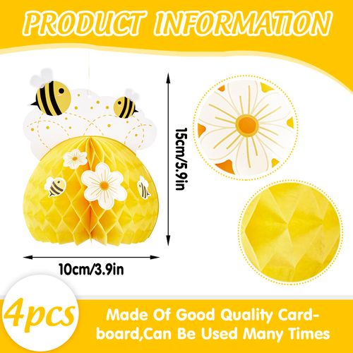 EASY JOY Honey Bee Paper Honeycomb Decorations Table Centerpieces Decoration Baby Shower Birthday Party Decors Tissue Paper Honeycombs
