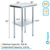 18" X 24" Stainless Steel Work Table With Galvanized Undershelf