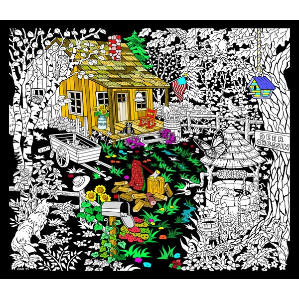 Cabin Well - 23x20 Fuzzy Velvet Detailed Coloring Poster