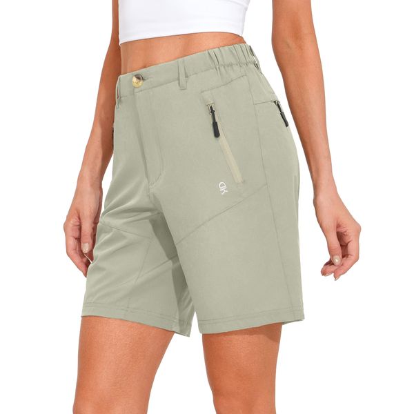 Little Donkey Andy Women's Stretch Quick Dry Cargo Shorts for Hiking, Camping, Travel Khaki Size L