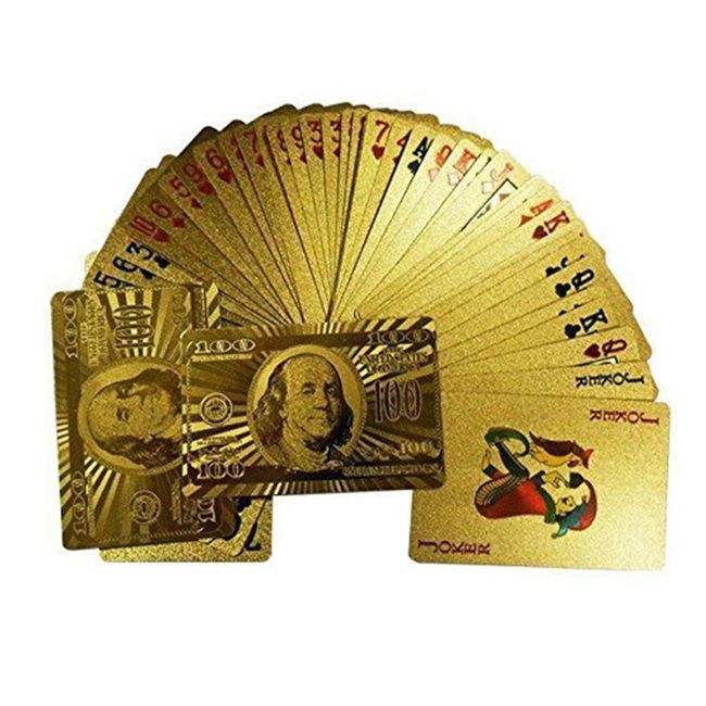 Tcplyn Waterproof Playing Cards 24K Gold Foil Poker Playing Cards Luxury Full Poker Deck Card