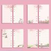 80 Sheets, A6 Pink Refill Loose Leaf Paper, 6 Hole Notebook Refill for Binders, Planner Refills