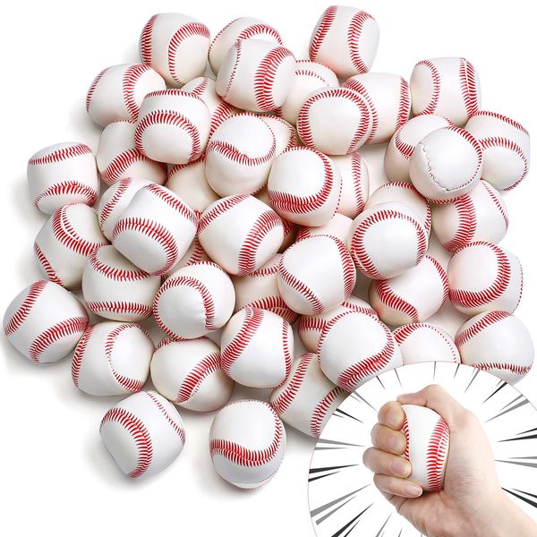 50 Pcs Mini Soft Foam Baseballs 2 Inch Baseballs in Bulk Sports Themed Baseball Toys Stress Anxiety Relief Baseball for Little Teens Baseball Party Decorations Favors Supplies Gifts Stocking Stuffers