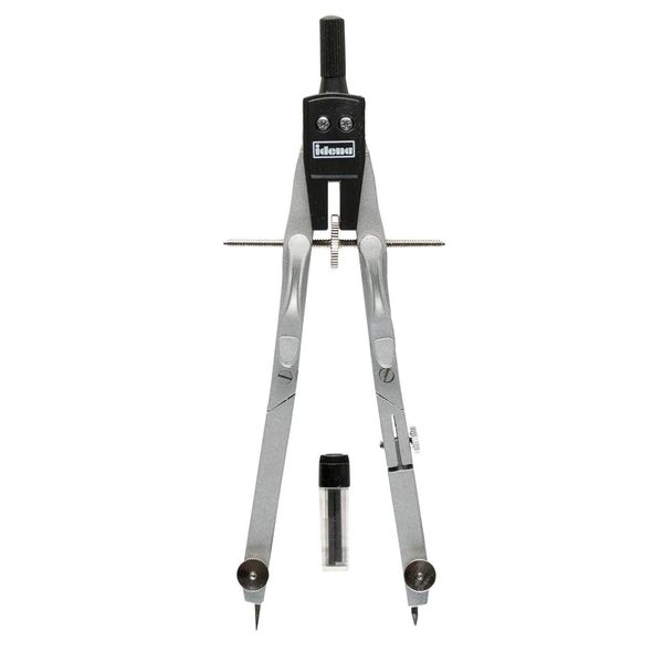 Idena 20062 – Quick Adjustment Compass in Case, Includes Refills in Protective Case, Silver/Black, 1 Case