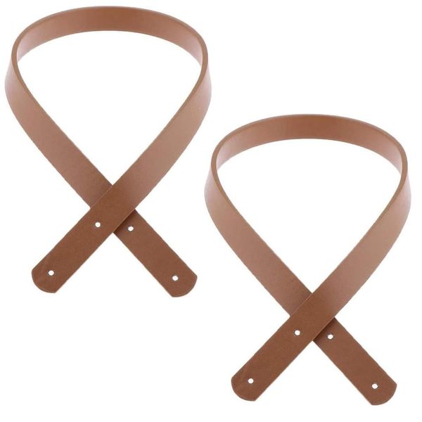 POFET 60cm Solid PU Leather Tote Bag Belt Strap Handbag Handle for Bag Making, Purse Making sew on Bag Handle Replacement a Pair (2 Pieces) - Brown