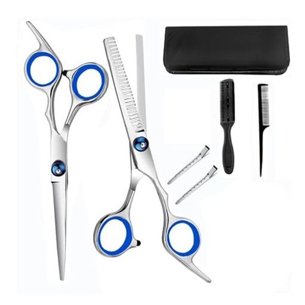 HOPUXO Haircutting Scissors Set, Stainless Steel, Hair Cutting Scissors, Adjusted and Delivered, Beauty, Barber, Thinning Scissors, Self, Kids, Hair