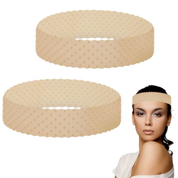 BLMHTWO 2PCS Silicone Wig Grip Band, Waterproof Sweatproof Wig Grip Headband Non-Slip Wig Band Stretchable Wig Grip Headband for Keeping Wigs in Place Women Men (Light Brown)