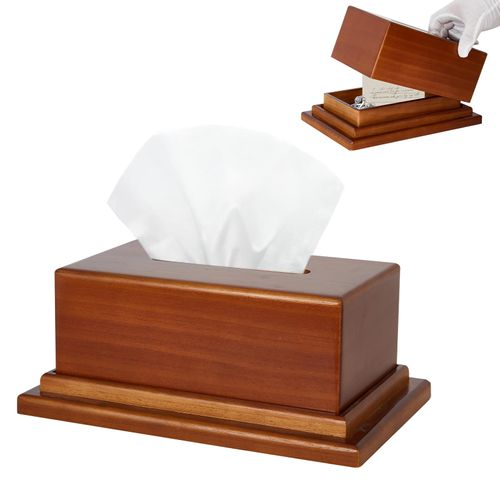 Wooden Tissue Box Cover, Concealment Tissue Box Holder Rectangle with Hidden Compartment for Money Secret, Hidden Storage Decorative Facial Cube Box for Tabletop Bathroom Office Night Stands