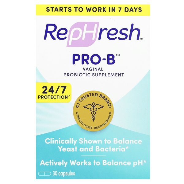 2 X Rephresh, Pro-B, Vaginal Probiotic Supplement, 5 Billion CFU, 30 Capsules