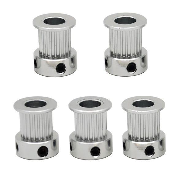 ReliaBot 5PCs Aluminum 2GT Timing Pulley 20 Teeth Bore 8mm for 3D Printer 10mm Width 2GT Timing Belt