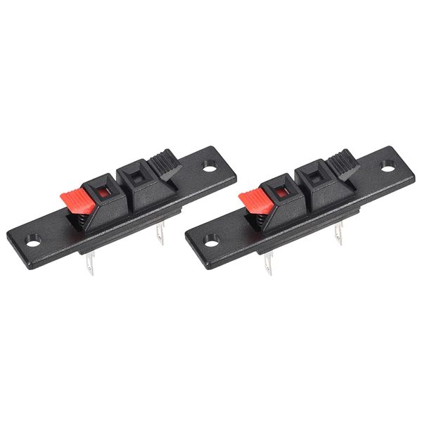 Rebower Spring Push Release Socket 2 Position Speaker Terminal Connector, [for Speaker, Audio Player] - 42mm / Red Black / 4 Pcs