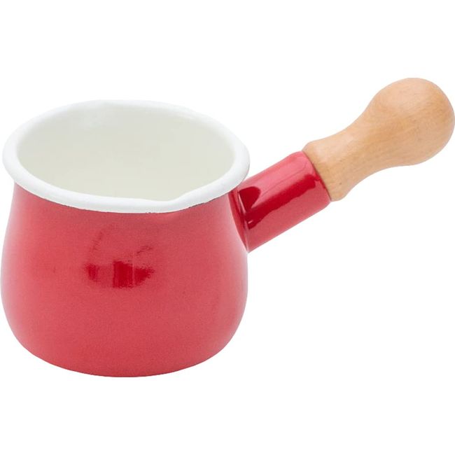 Tamahashi PU-209-RD Milk Pan, Mini Enamel, 19.7 fl oz (550 ml), For Gas Fire, Pure Red