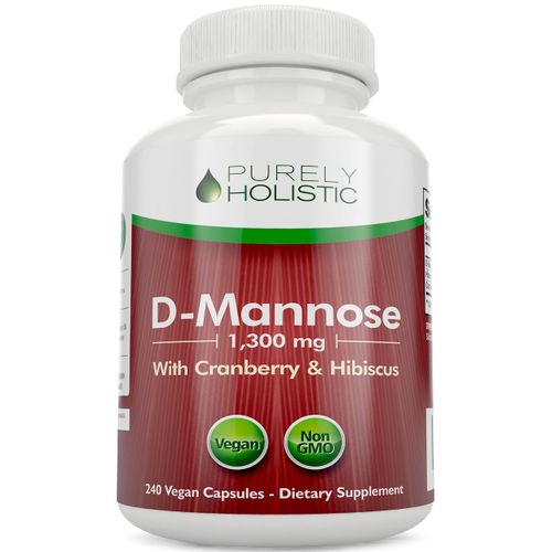 D Mannose 1300mg, 3-in-1 Formula D-Mannose Capsules with Cranberry & Hibiscus, 240 Fast Acting Vegan Capsules, Natural Urinary Tract & Bladder Health Support, High Strength, for Men & Women