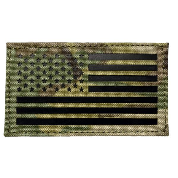 Infrared IR American Flag in Multicam - Tactical Morale Patch with Hook-Fastener Backing - 2x3.5" (Forward)