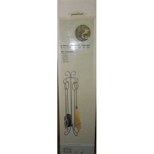 5 PC FIREPLACE TOOLSET, PLEASANT HEARTH 14098 ANTIQUE BRONZE 30" TALL